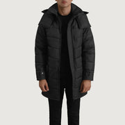 
Moore Черный Hooded Parka для Мужчин в натуральной черной яловой коже - Вид спереди и приталенный силуэт | Купить в официальном онлайн-магазине