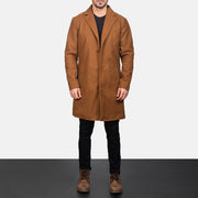 
Крупный план деталей of Notch & Button Hardware on Petrillo Khaki Wool Single Breasted Кожаное пальто для Мужчин