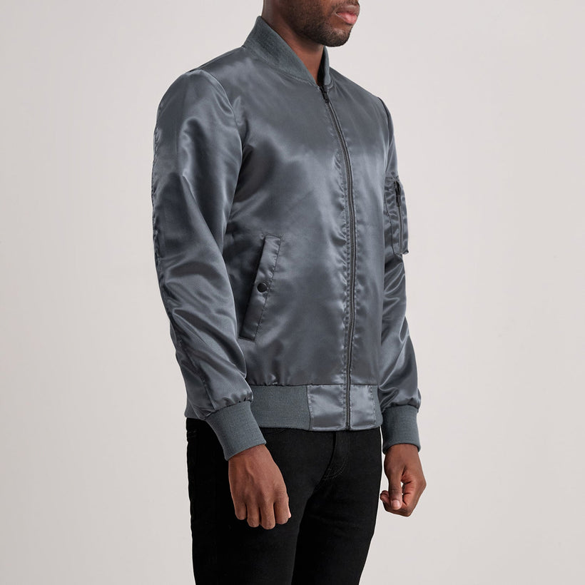 Quinton MA-1 Grey Кожаный бомбер мужская