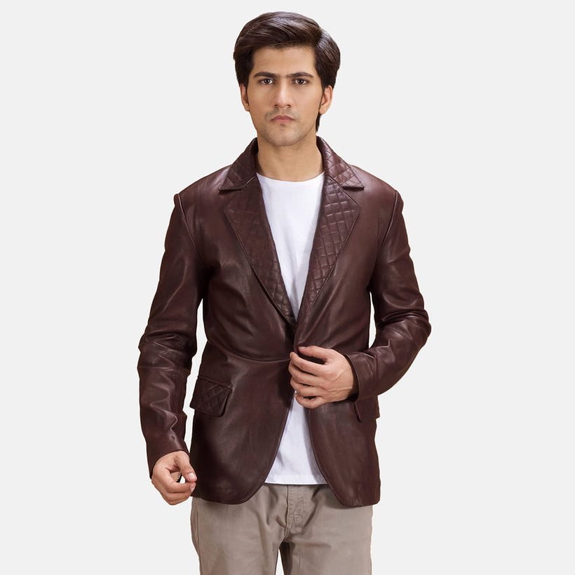 Radaron Quilted Бордовая Кожаный пиджак мужская