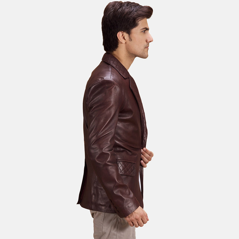 Radaron Quilted Бордовая Кожаный пиджак мужская