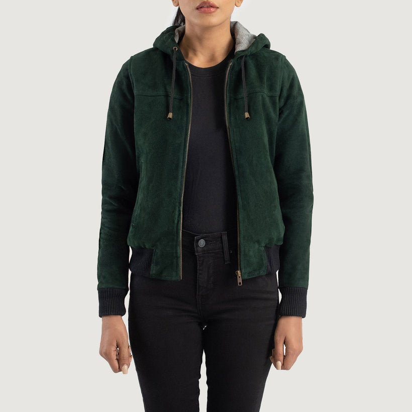 Rebella Hooded Кожаный бомбер для Женщин