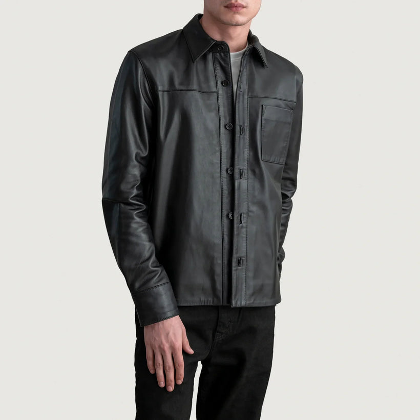 Scout Черный Leather Shirt для Мужчин