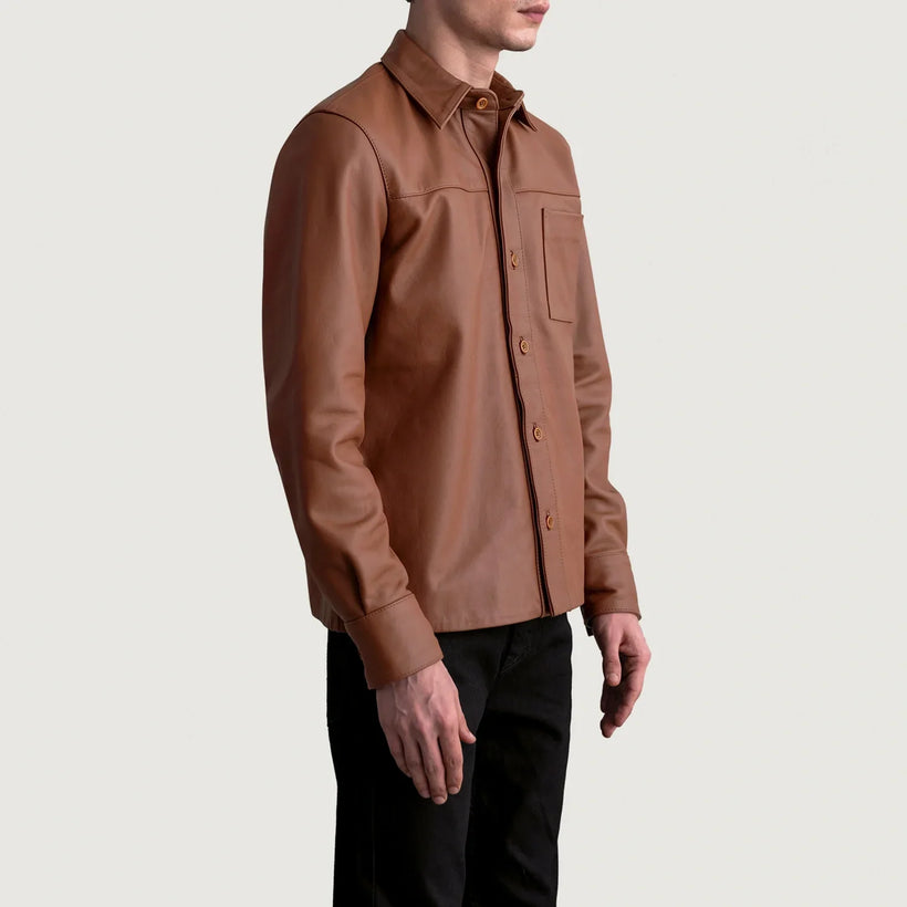 Scout Matte Коричневый Leather Shirt для Мужчин