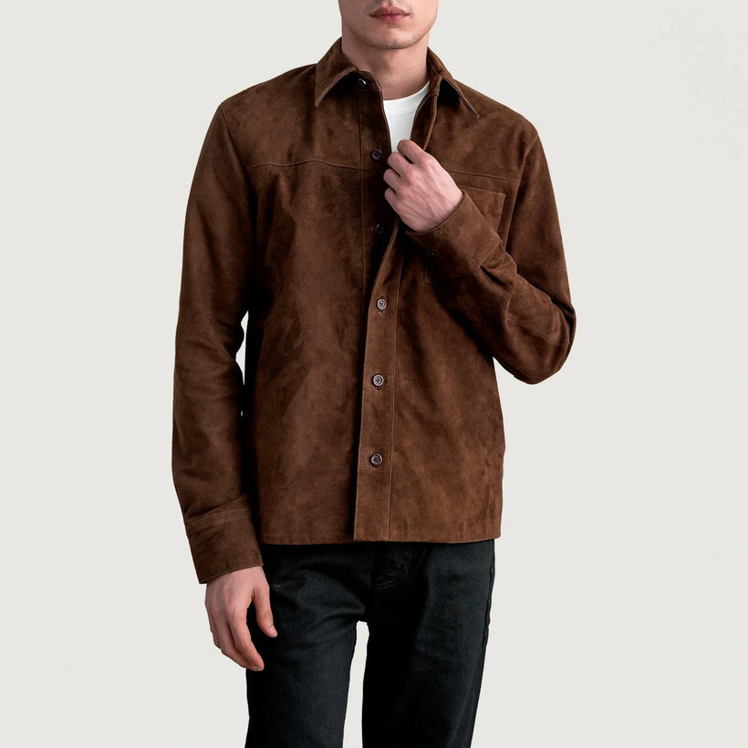 Scout Mocha Suede Leather Shirt мужская