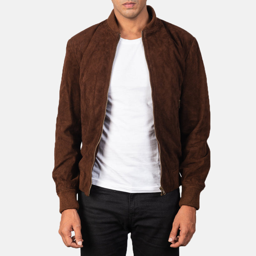 Shane Mocha Suede Кожаный бомбер мужская