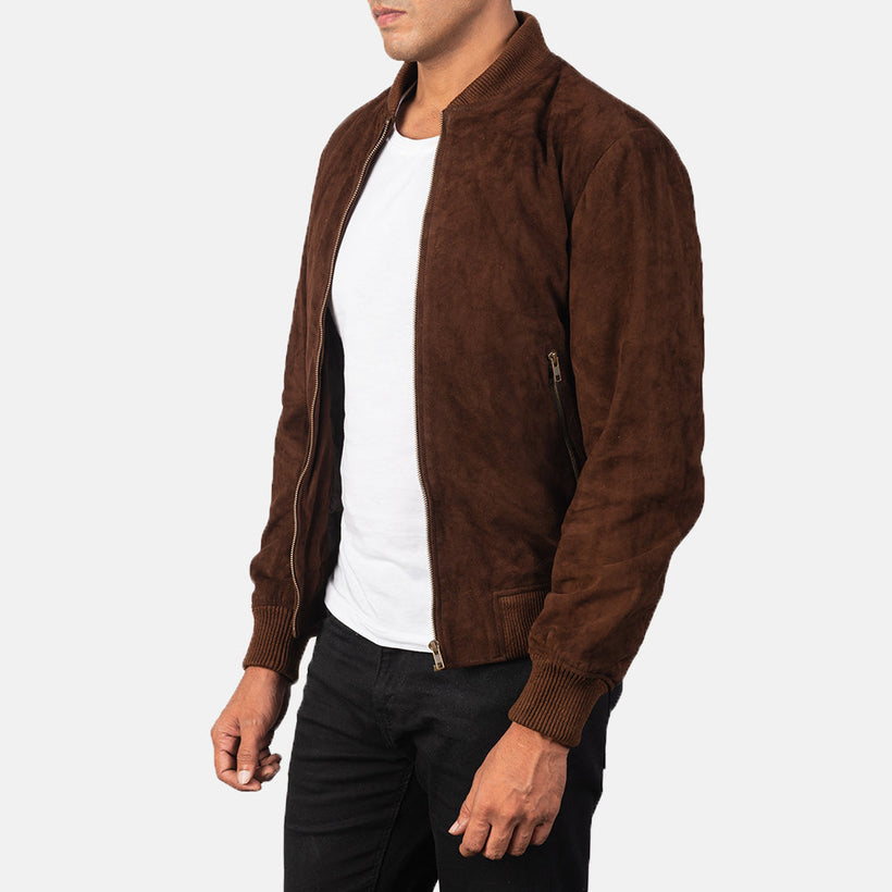 Shane Mocha Suede Кожаный бомбер мужская