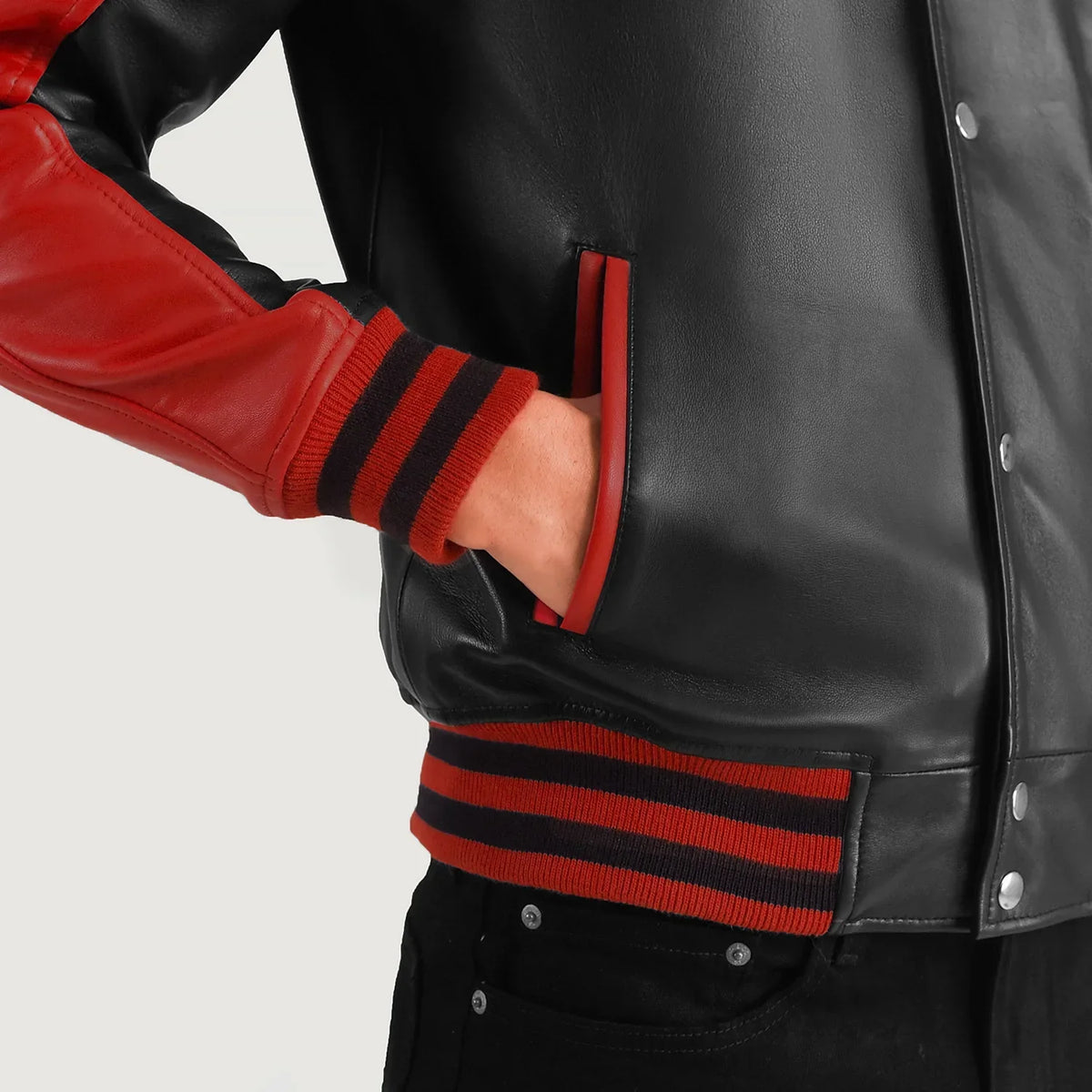 
Terrance Черный Varsity Кожаная куртка для Мужчин – alternate product view 6