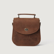 
The Sandra Vintage Рыжий Leather Saddle Bag For Women - Боковой профиль с глубиной складок и вместительностью
