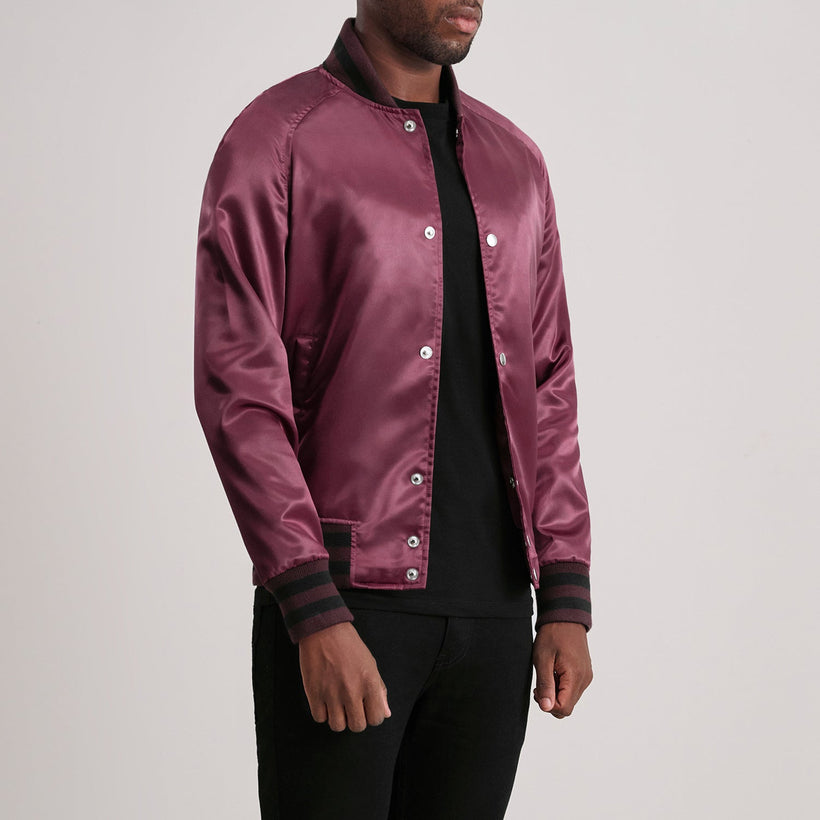 Xander Бордовая Varsity Кожаная куртка мужская