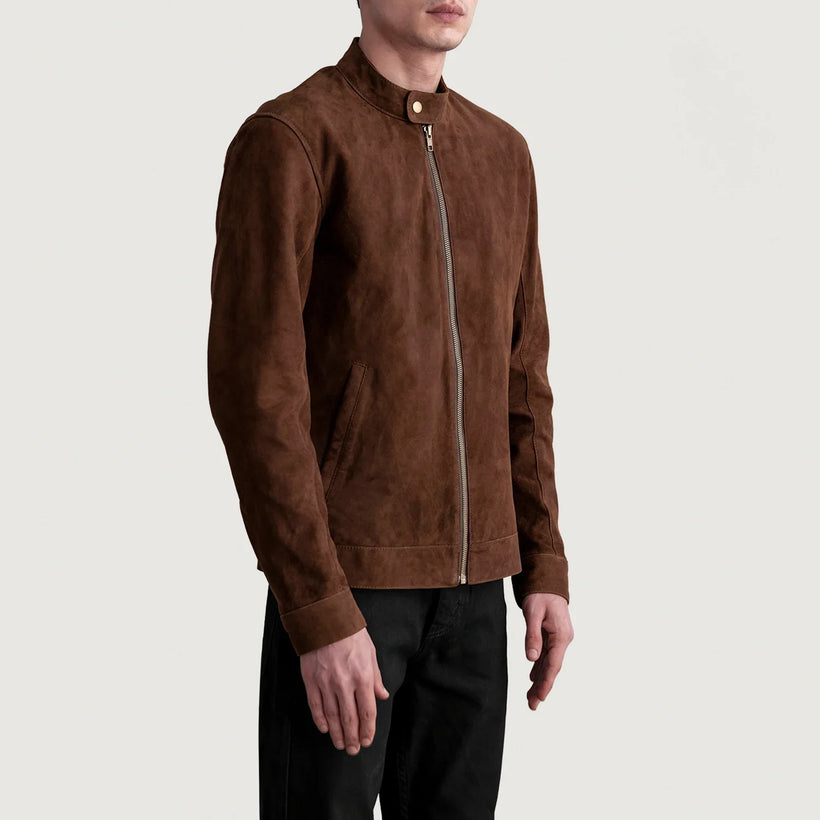 Zen Коричневый Suede Кожаная куртка-косуха для Мужчин